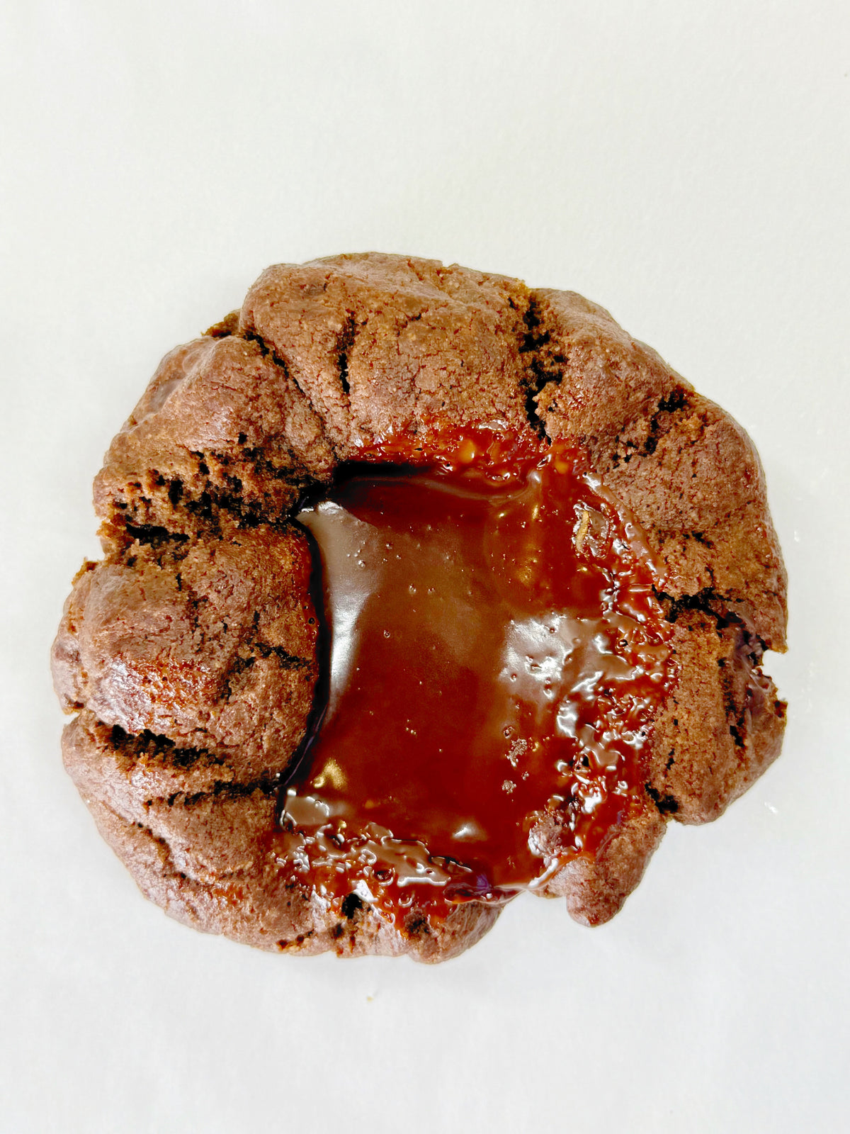 Gooey Double Chocolate Cookie filled with Chocolate Fudge